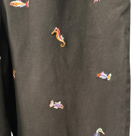 Cold water Creek crop Black capris with Colorful Sea Creatures Size 12 - Picture 3 of 13